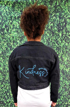 Load image into Gallery viewer, Kindness Never Goes out of Style Juniors' Cropped Jean Jacket