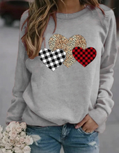 Load image into Gallery viewer, Plaid And Leopard Print Valentine Adult Crew