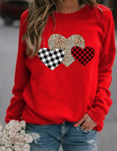 Load image into Gallery viewer, Plaid And Leopard Print Valentine Adult Crew