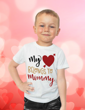 Load image into Gallery viewer, My Heart Belongs To Mommy and Daddy Valentine&#39;s Youth Shirt
