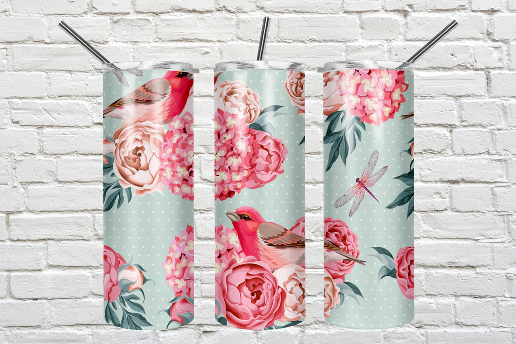 Flowers 20oz. Stainless Steel Skinny Tumbler