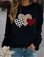 Load image into Gallery viewer, Plaid And Leopard Print Valentine Adult Crew
