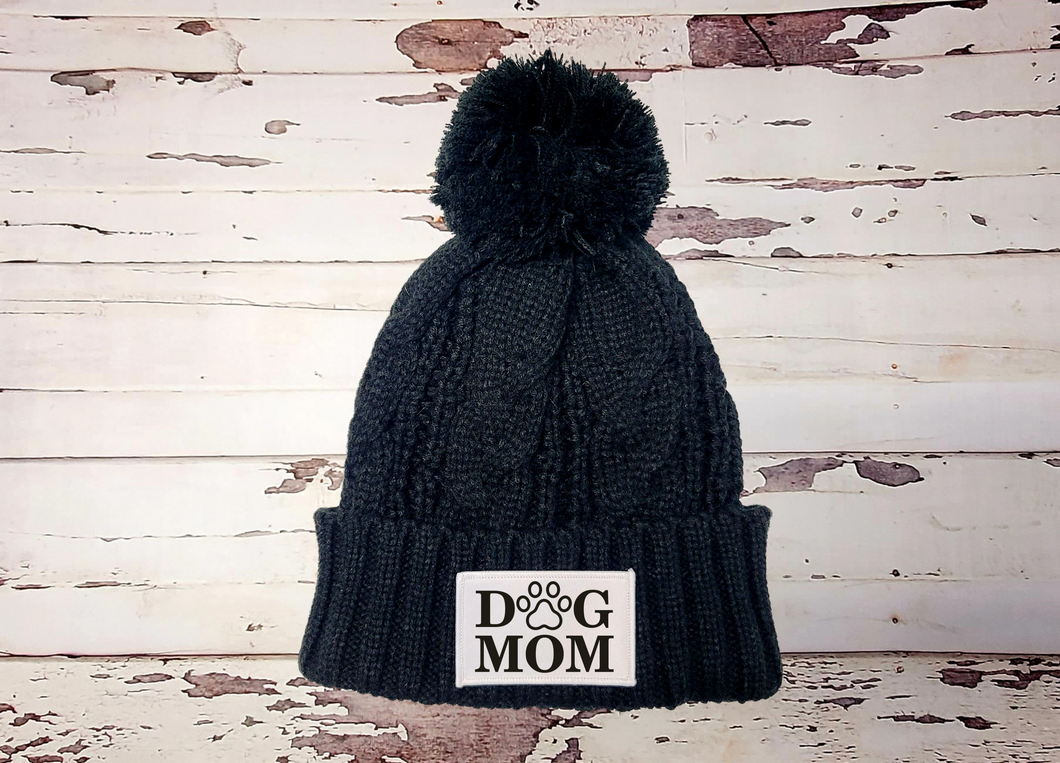 Dog Mom Pom Pom and Beanie Winter Hat